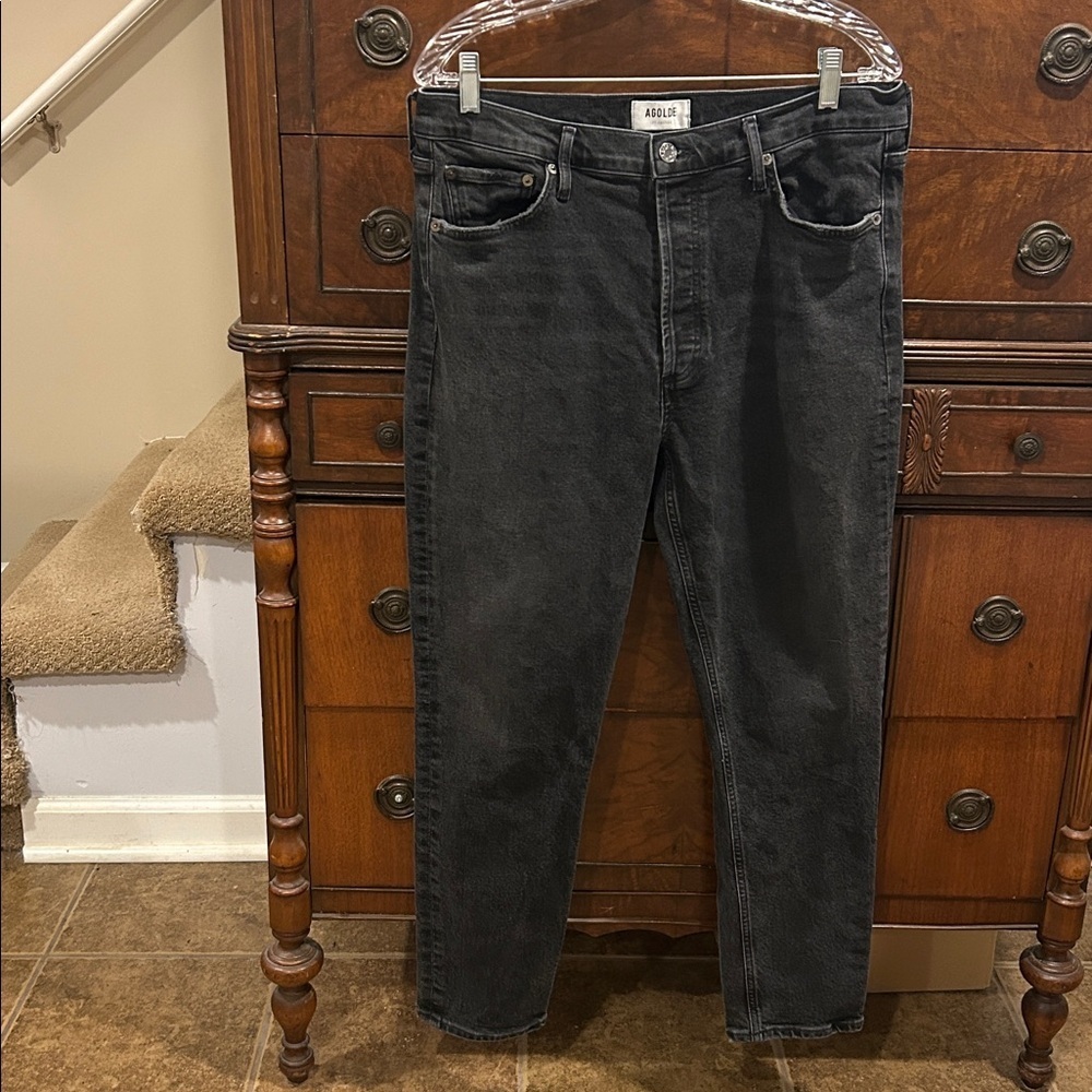 AGOLDE Los Angeles Button Fly Black Straight Leg Jeans Women's Size 32